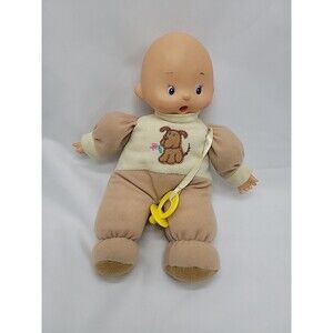 Cititoy Soft Cloth Baby Doll Vinyl Head Brown Dog Outfit Vintage 10" Hong Kong